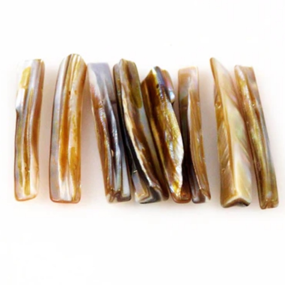Vintage Mother of Pearl Seashell Connector Beads Shell Stick Double Drilled